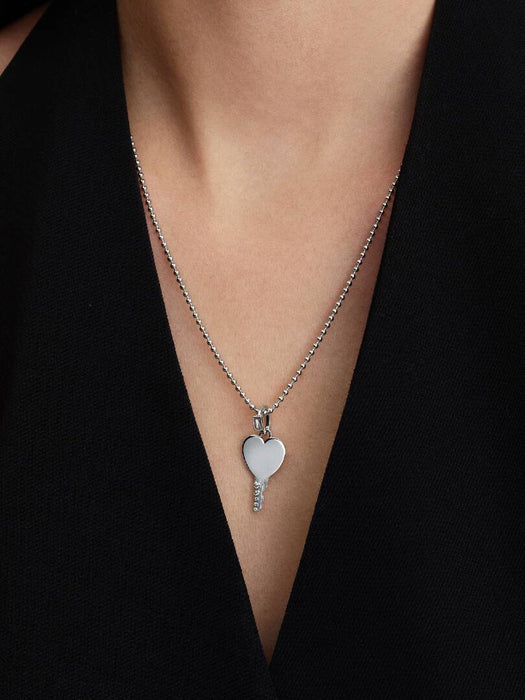 Pandora Engravable Heart Key Pendant Sterling Silver