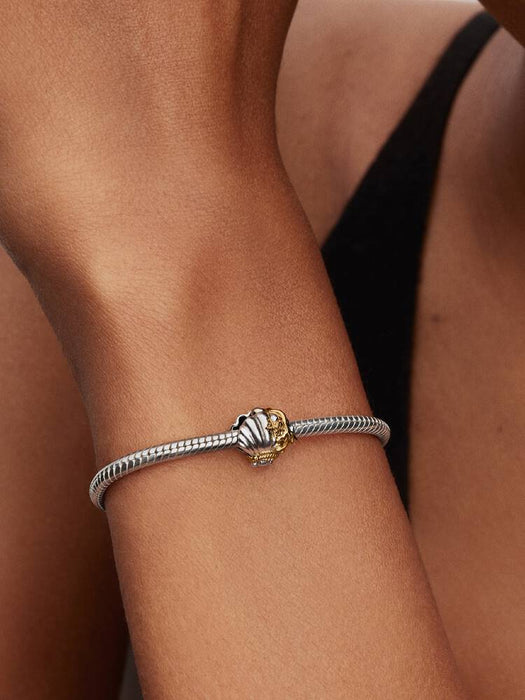 Pandora Disney Princesses Ariel Shell Lab-Grown Diamond Two-Tone Charm Sterling Silver and 14k Gold