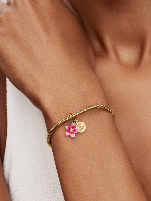 Pandora Disney Moana Flower Dangle Charm 14k Gold Plating