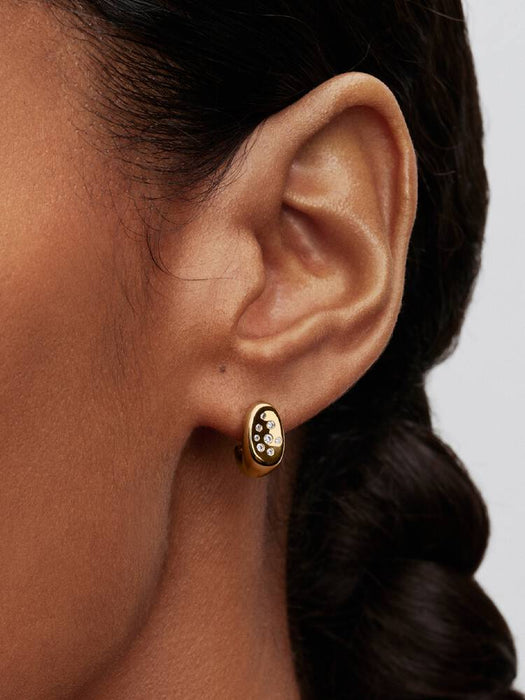 Pandora Organically Shaped Stone-Set Stud Earrings 14k Gold Plating