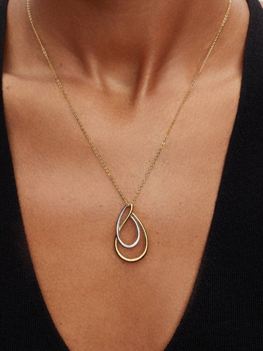 Pandora Two-Tone Double Pendant Necklace  14k Gold Plating & Sterling Silver