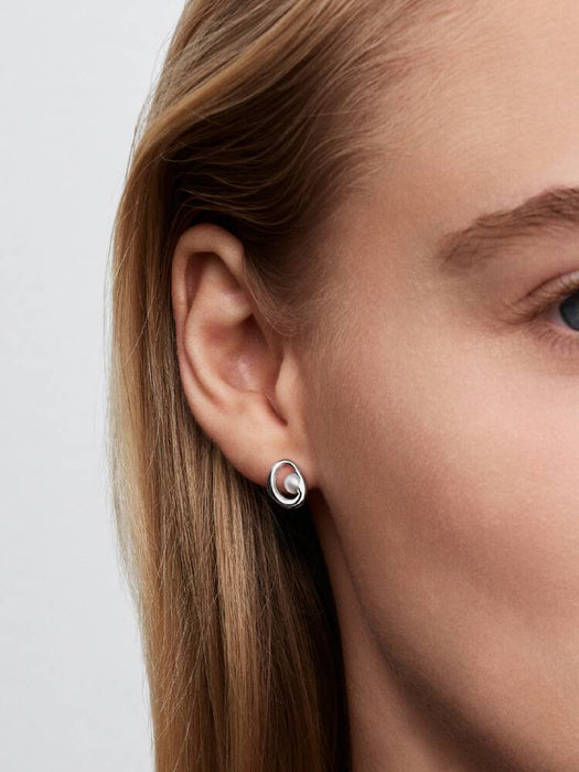 Pandora Organically Shaped Oval & Treated Freshwater Cultured Pearl Stud Earrings Sterling Silver