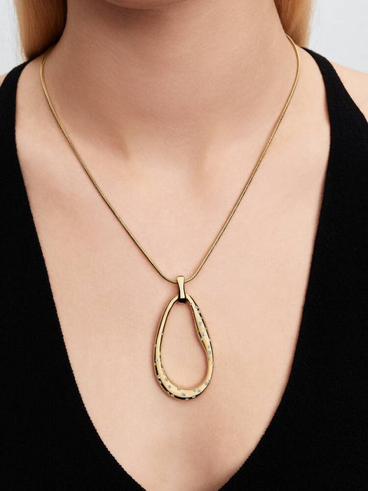 Pandora Organically Shaped Stone-Set Statement Pendant Necklace 14k Gold Plating