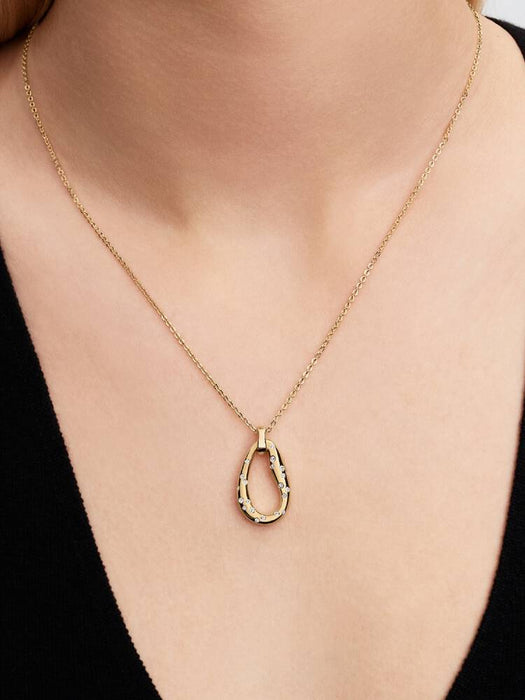 Pandora Organically Shaped Stone-Set Pendant Necklace 14k Gold Plating