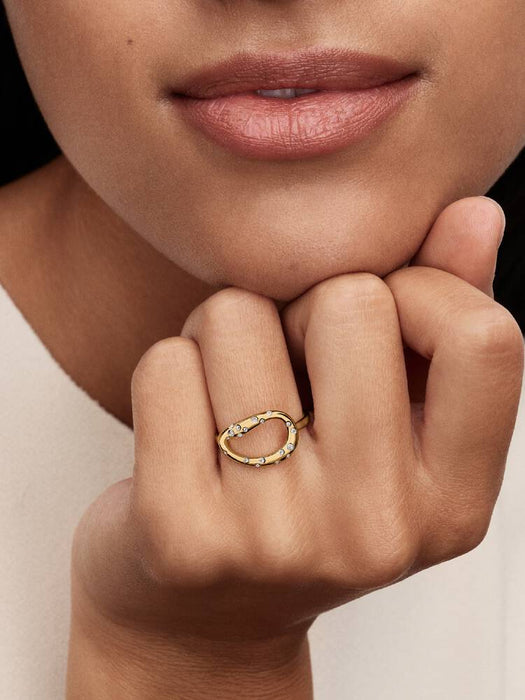 Pandora Organically Shaped Stone-Set Statement Ring 14k Gold Plating