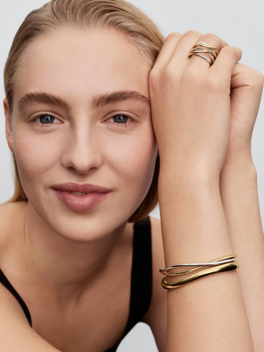 Pandora Entwined Two-Tone Open Bangle Sterling Silver And 14K Gold Plating