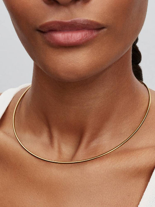 Pandora Tubular Choker Necklace 14k Gold Plating