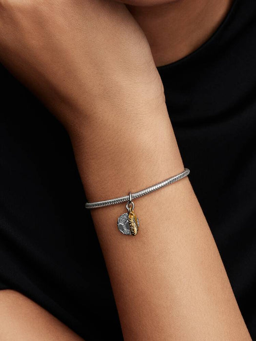 Pandora Soccer Shoe Double Dangle Charm Sterling Silver And 14K Gold Plating