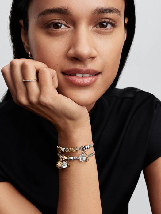 Pandora Engravable Trophy Double Dangle Charm Sterling Silver And 14K Gold Plating