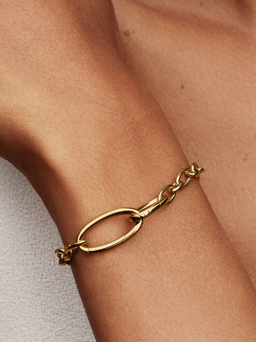 Pandora Openable Oval Link Chain Bracelet 14k Gold Plating