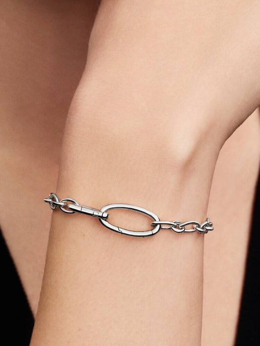 Pandora Openable Oval Link Chain Bracelet Sterling Silver