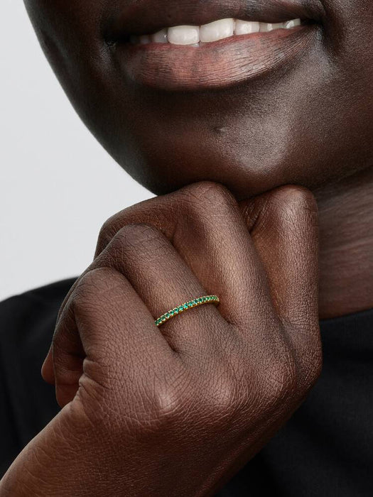 Pandora Sparkling Green Half-Eternity Band Ring 14k Gold Plating