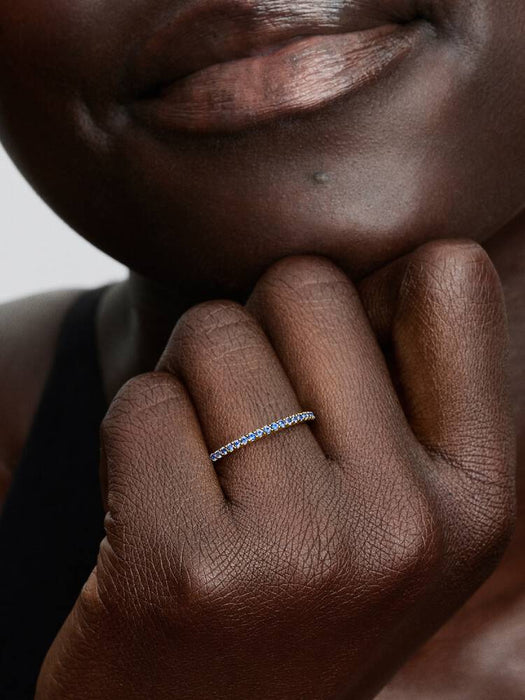 Pandora Sparkling Blue Half-Eternity Band Ring 14k Gold Plating