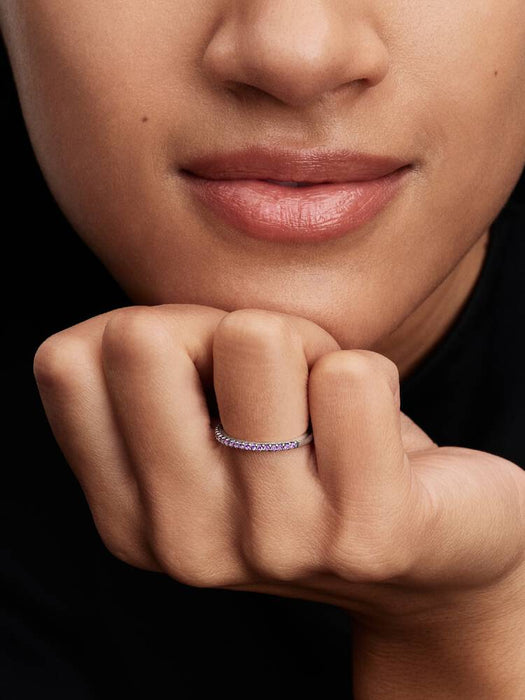 Pandora Sparkling Purple Half-Eternity Band Ring Sterling Silver