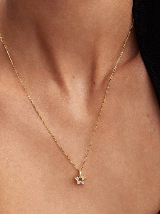 Pandora Talisman 14k Gold Lab-grown Diamond Pavé Star Pendant Necklace 14k Gold Plating