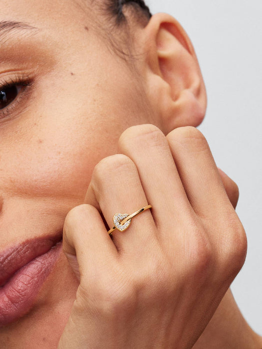 Pandora Talisman 14k Gold Lab-grown Diamond Pavé Heart Ring 14k Gold Plating