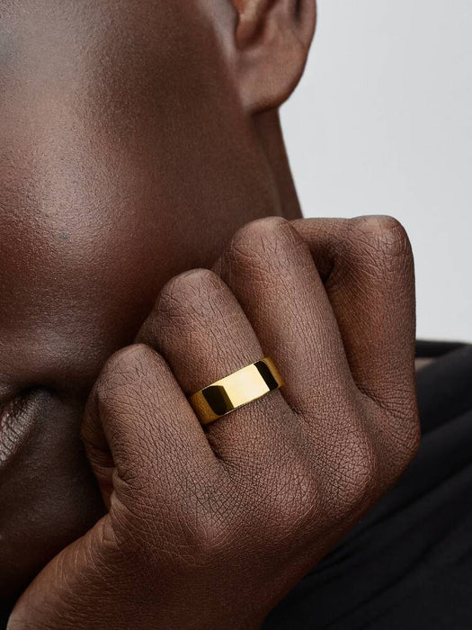 Pandora Engravable Wide Band Ring 14k Gold Plating