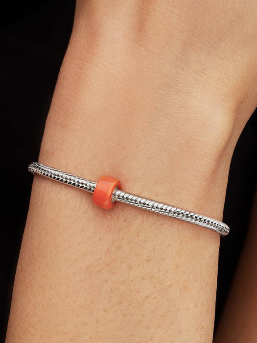 Pandora Orange Murano Glass Mini Charm Sterling Silver