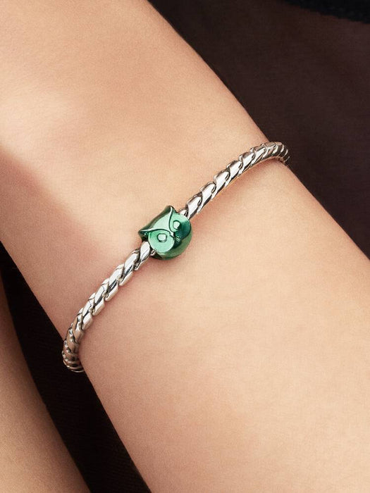Pandora Green Owl Mini Charm Sterling Silver