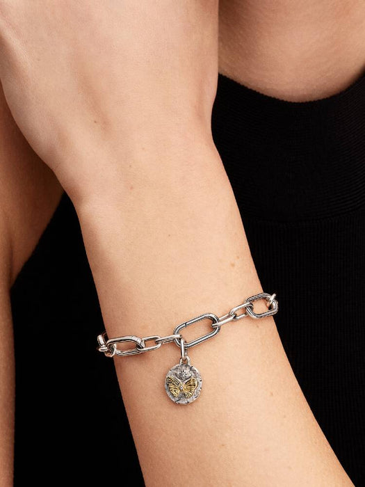 Pandora Butterfly Medallion Charm Sterling Silver And 14k gold plating