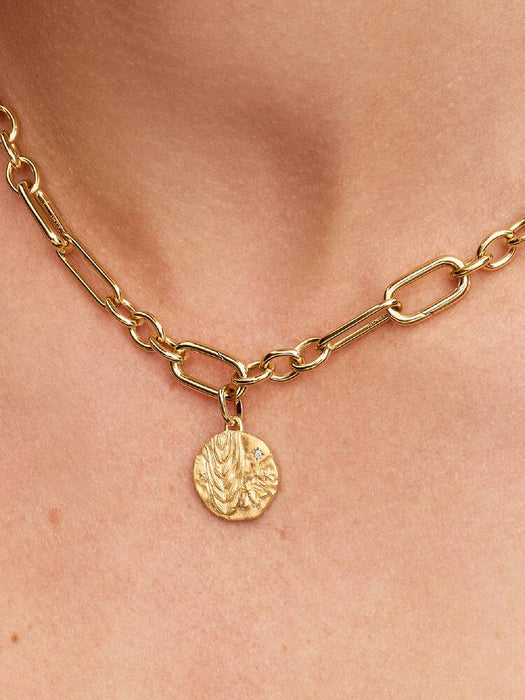 Pandora Wheat Medallion Charm 14k Gold Plating
