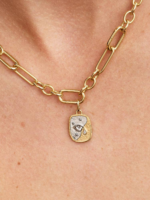 Pandora Eye Medallion Charm Sterling Silver And 14k Gold Plating