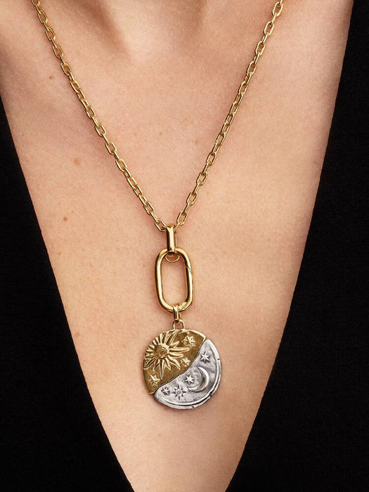 Pandora Sun & Moon Oversized Medallion Charm Sterling Silver And 14k Gold Plating