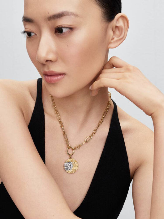 Pandora Gemini Zodiac Oversized Medallion Charm Sterling Silver And 14k Gold Plating