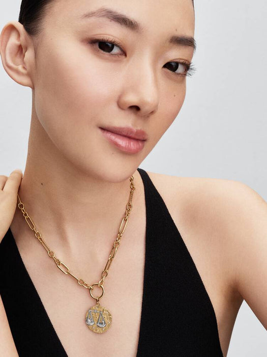Pandora Libra Zodiac Oversized Medallion Charm Sterling Silver And 14k Gold Plating