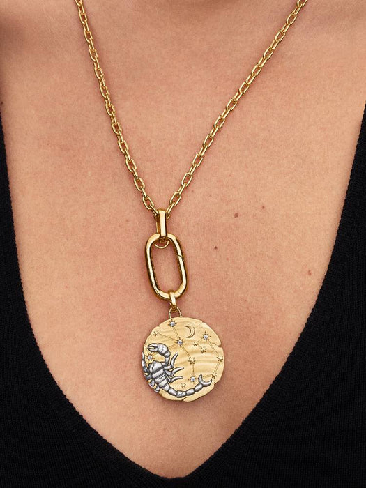 Pandora Scorpio Zodiac Oversized Medallion Charm Sterling Silver And 14k Gold Plating