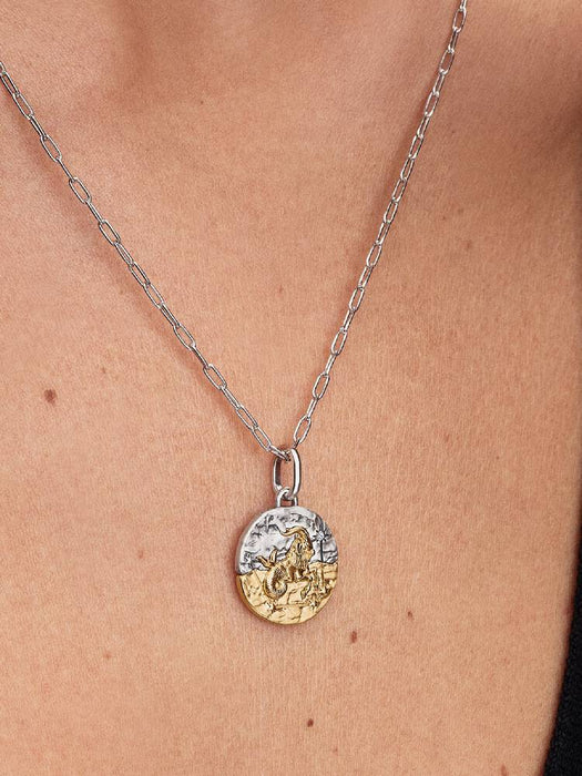 Pandora Capricorn Zodiac Medallion Charm Sterling Silver And 14k Gold Plating
