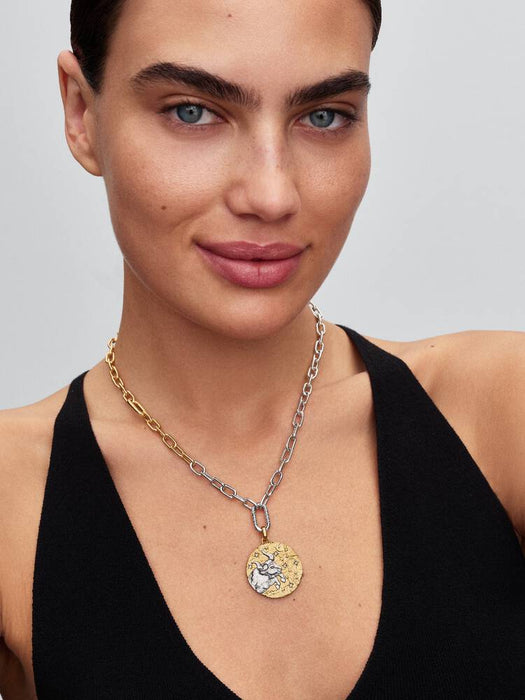Pandora Taurus Zodiac Oversized Medallion Charm Sterling Silver And 14k Gold Plating