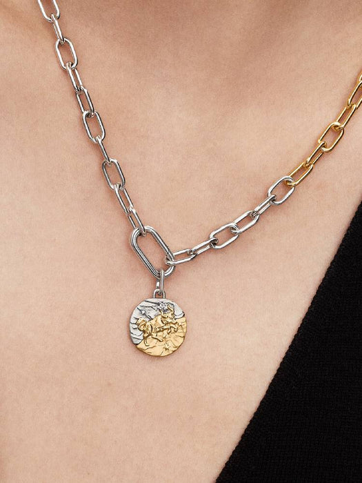 Pandora Taurus Zodiac Medallion Charm Sterling Silver And 14k Gold Plating