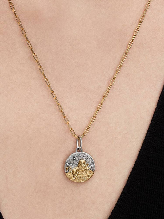 Pandora Leo Zodiac Medallion Charm Sterling Silver And 14k Gold Plating