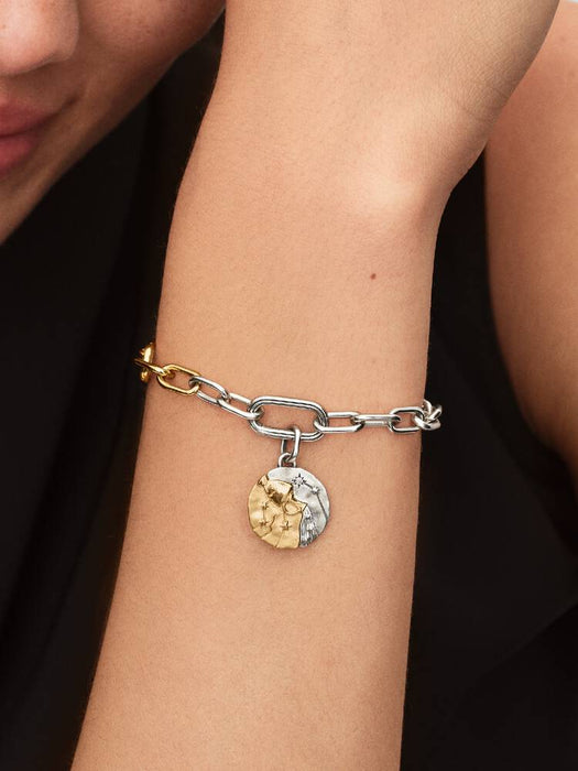 Pandora Aquarius Zodiac Medallion Charm Sterling Silver And 14k Gold Plating