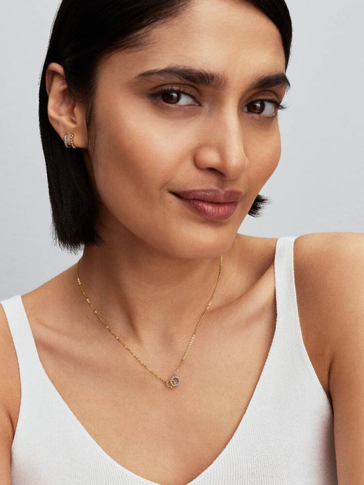 Pandora Beads & Pavé Interlocking Circles Necklace 14k Gold Plating & Sterling Silver