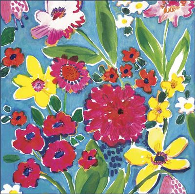 Colorful floral pattern on a blue background