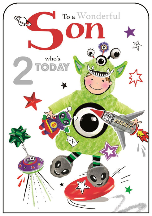 Jonny Javelin 'To A Wonderful Son Who's 2 Today' Birthday Card