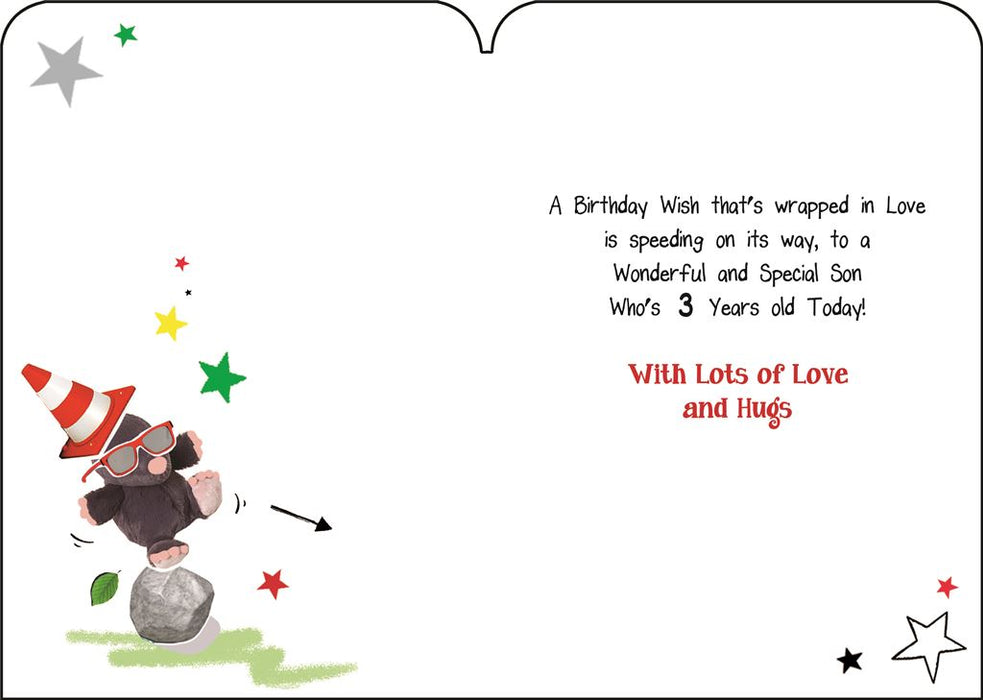 Jonny Javelin 'To A Wonderful Son Who's 3 Today' Birthday Card
