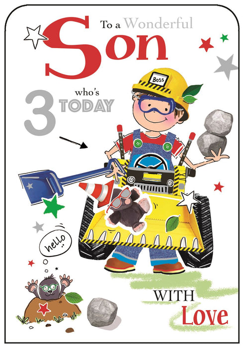 Jonny Javelin 'To A Wonderful Son Who's 3 Today' Birthday Card
