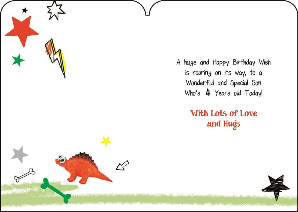 Jonny Javelin 'To A Wonderful Son Who's 4 Today' Birthday Card
