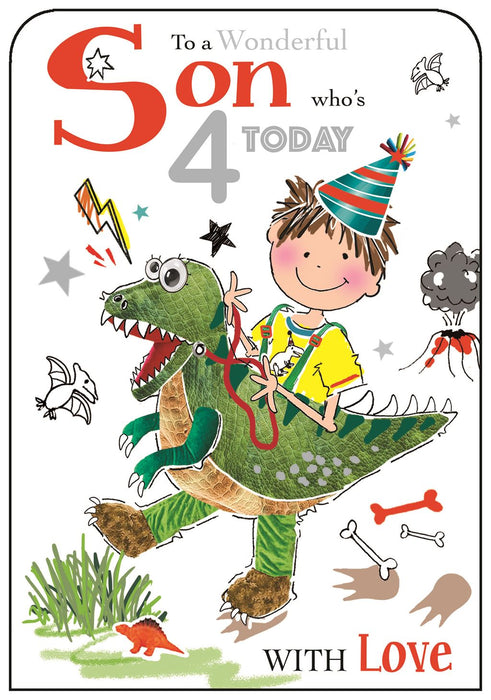 Jonny Javelin 'To A Wonderful Son Who's 4 Today' Birthday Card