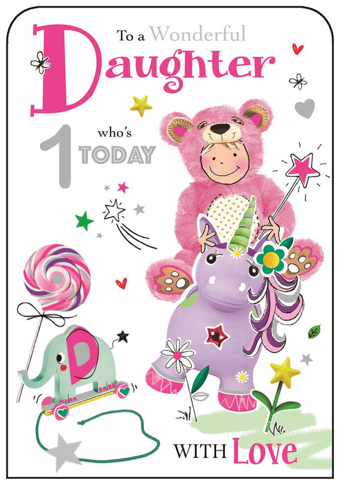 Jonny Javelin 'To A Wonderful Daughter Who's 1 Today' Birthday Card