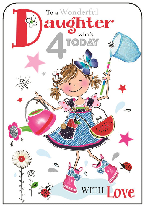 Jonny Javelin 'To A Wonderful Daughter Who's 4 Today' Birthday Card