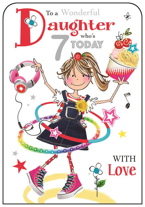 Jonny Javelin 'To A Wonderful Daughter Who's 7 Today' Birthday Card
