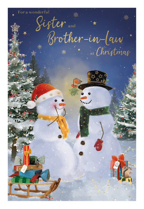 ICG For A Wonderful Sister and Brother-in-law at Christmas - Snowmen Card