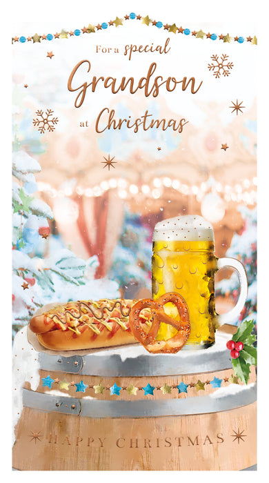ICG For A Special Grandson at Christmas - Beer Card