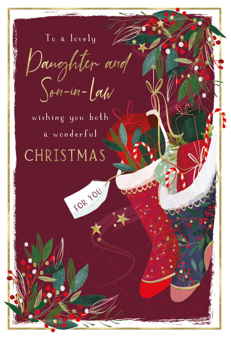 ICG To A Lovely Daughter and Son-in-law Christmas - Stockings Card