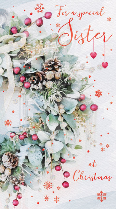 ICG For A Special Sister at Chrismas - Wreath Card