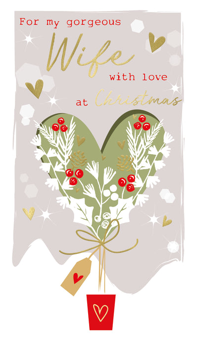 ICG For My Gorgeous Wife With Love at Christmas- Heart Tree Card
